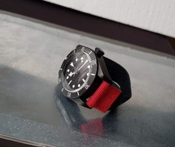 Custom handmade 20mm watch Elastic bands exercises bracelets black red canvas nylon best elastic watch strap exercise workout for Rolex Omega Blancpain Patek Philippe and more online for sale