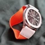 Custom replacement Black Canvas nylon watch band red stitching for Patek Philippe Annual Calendar Chronograph (1)