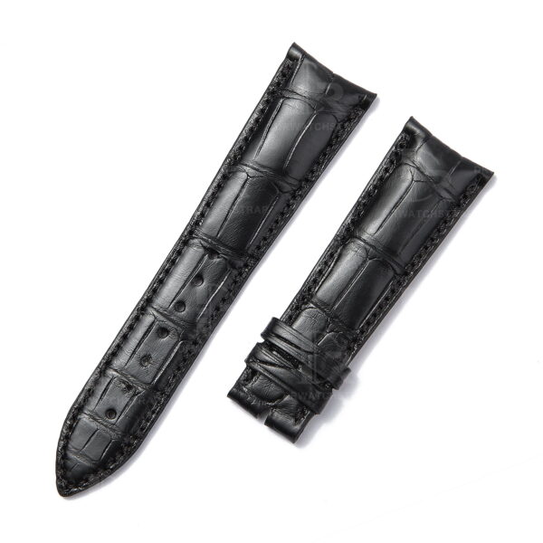 Buy Curved End Black custom Alligator Black leather watch band Extra-thin