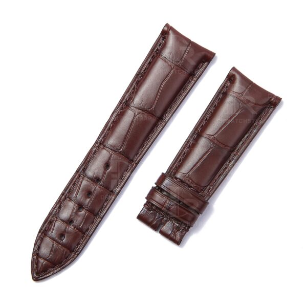 Buy Curved End brown custom Alligator brown leather watch band Extra-thin