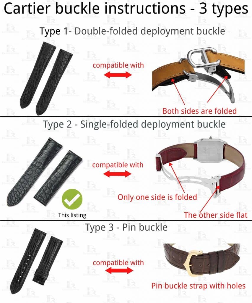 Cartier watch buckle type Single-folded deployment vs pin tang clasp instructions