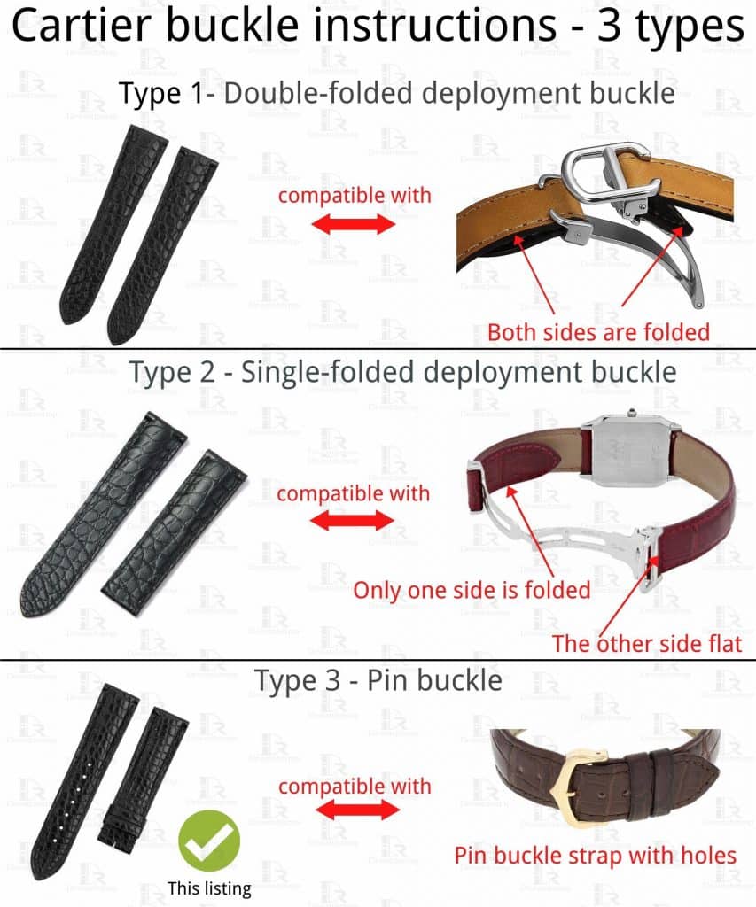Cartier watch buckle type deployment vs pin tang clasp instructions
