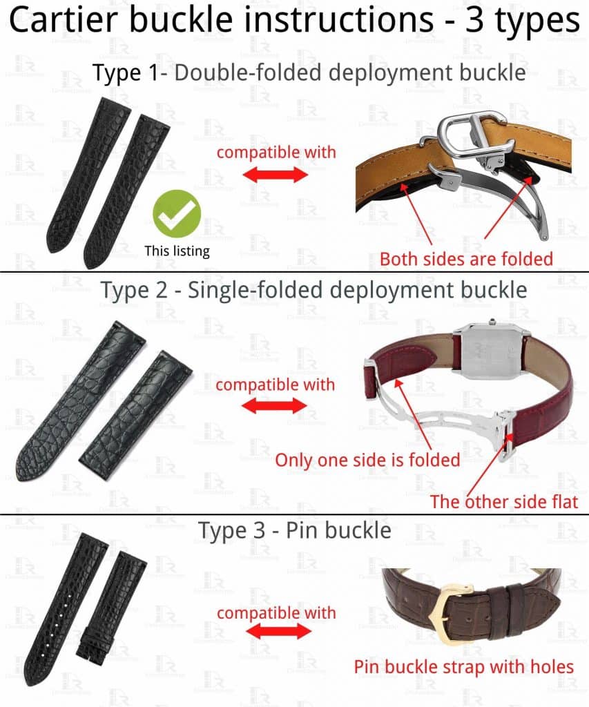Cartier watch buckle type double-folded deployment vs pin tang clasp instructions