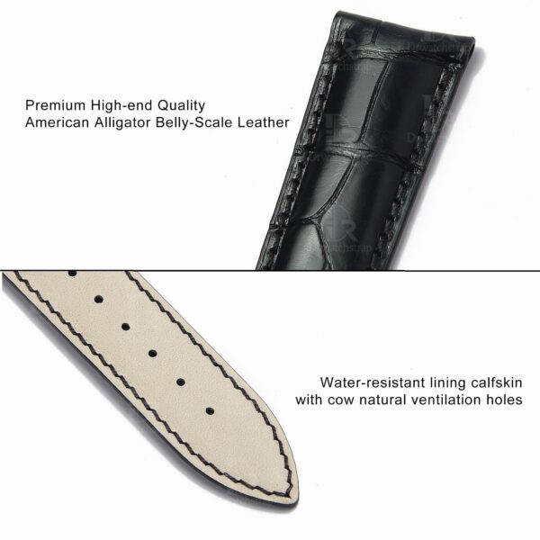 Custom alligator leather jaeger lecoultre watch bands for JLC Master watches - 19mm 20mm 21mm curved end strap