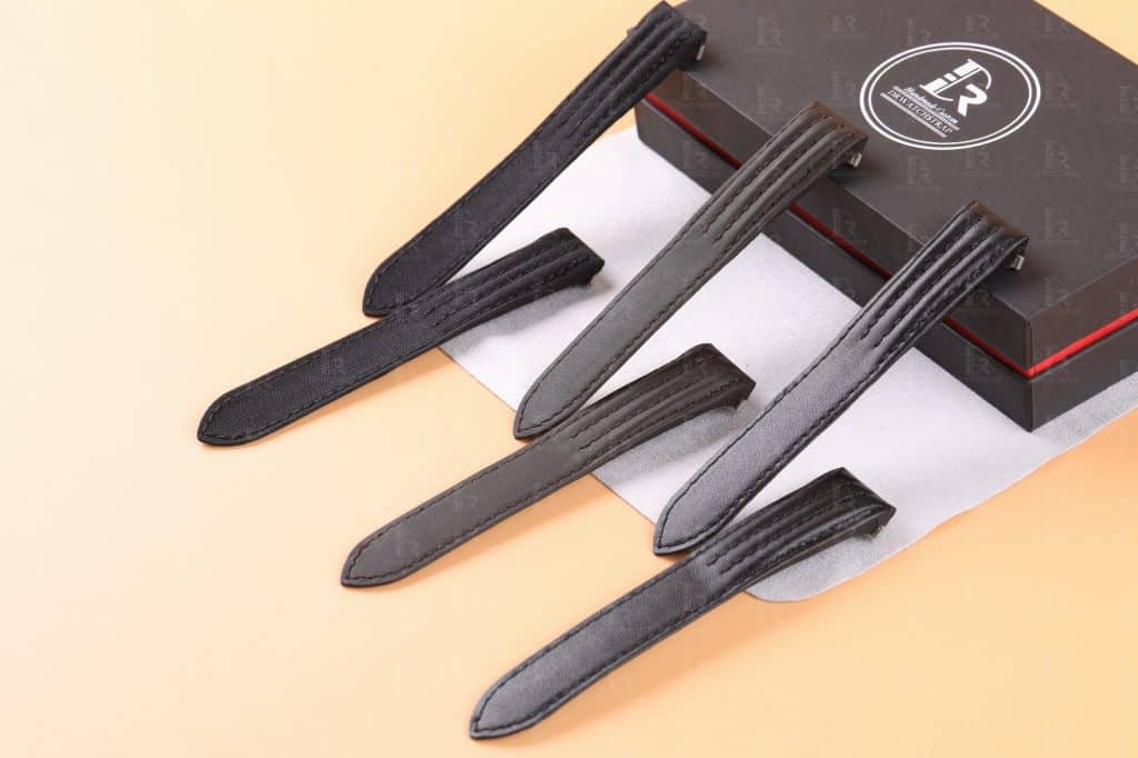 Custom brown black caflskin leather strap and nylon for Cartier Roadster watch band