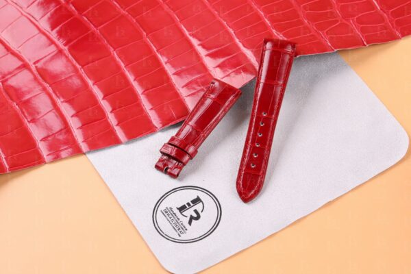 Custom handmade red crocodile leather strap for Zenith ELITE STAR watch band (1)