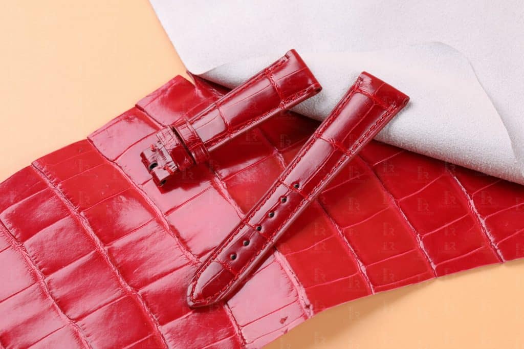 Custom handmade red crocodile leather strap for Zenith ELITE STAR watch band