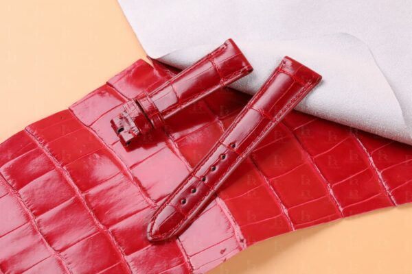 Custom handmade red crocodile leather strap for Zenith ELITE STAR watch band