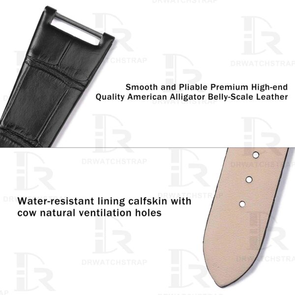 Custom leather strap fit for Patek Philippe Twenty-4 4910 4920 Black alligator watch band – handcradted (2)