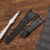 Custom leather strap fit for Patek Philippe Twenty-4 4910 4920 Black alligator watch band – handcradted (3)