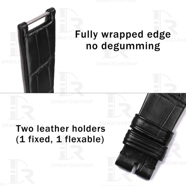 Custom leather strap fit for Patek Philippe Twenty-4 4910 4920 Black alligator watchbands – handcradted (3)