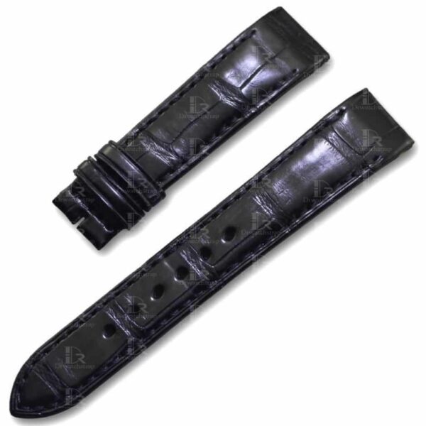 Custom strap fit for Jaeger-Lecoultre Reverso Q7038493 black crocodile leather replacement watch band - OEM