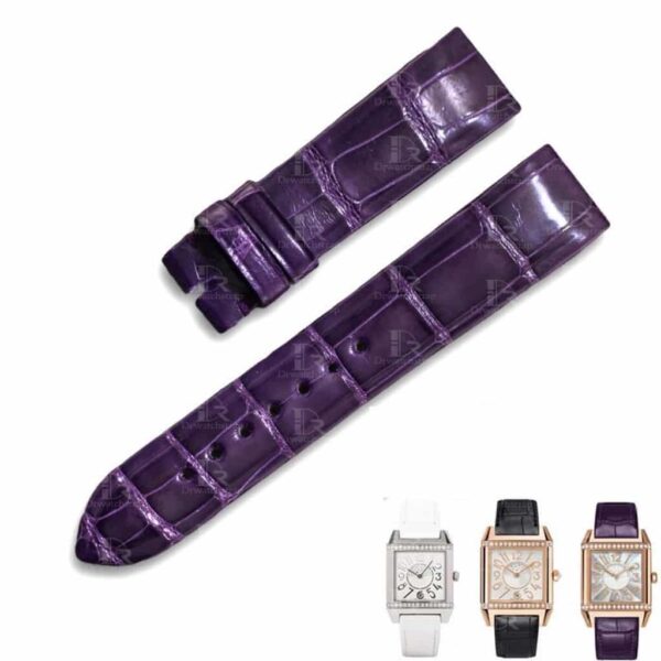 Custom strap fit for Jaeger Lecoultre JLC Reverso Squadra Lady Duetto purple crocodile leather Purple alligator replacement watch band - OEM