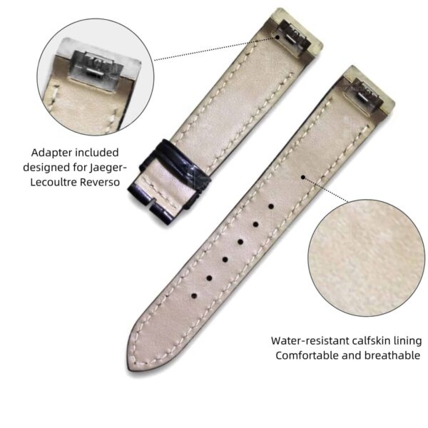 Custom strap fit for Jaeger Lecoultre JLC Reverso Squadra Lady Duetto crocodile leather replacement watch band