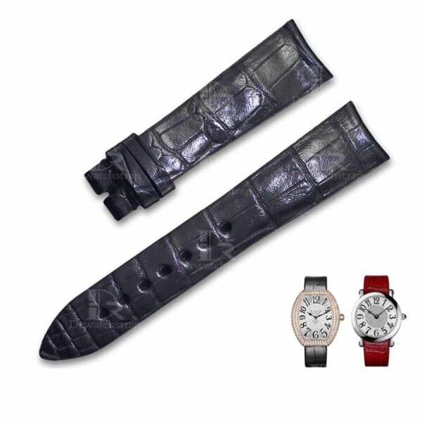 Franck Muller ladies black crocodile strap replacement watchband - customized