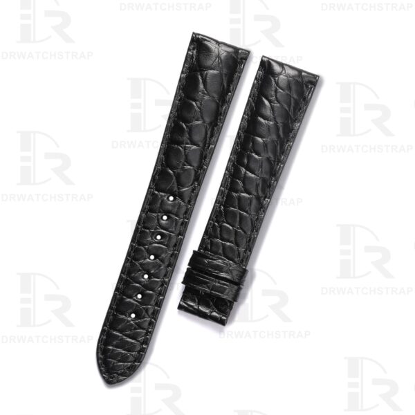 Glashutte Senator Alligator leather strap black round scale watchband Handmade watchbands for sale (1)