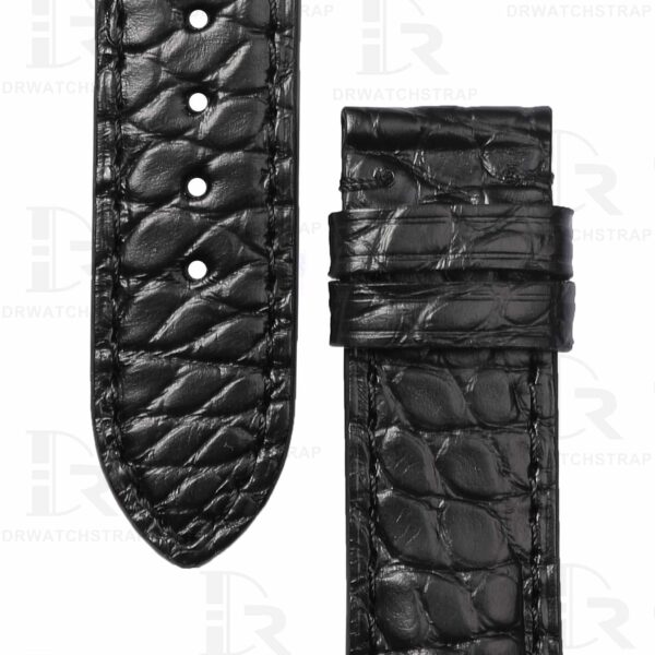 Glashutte Senator Alligator leather strap black round scale watchband Handmade watchbands for sale (2)
