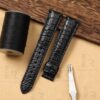 Glashutte Senator Alligator leather strap black round scale watchband Handmade watchbands for sale (4)
