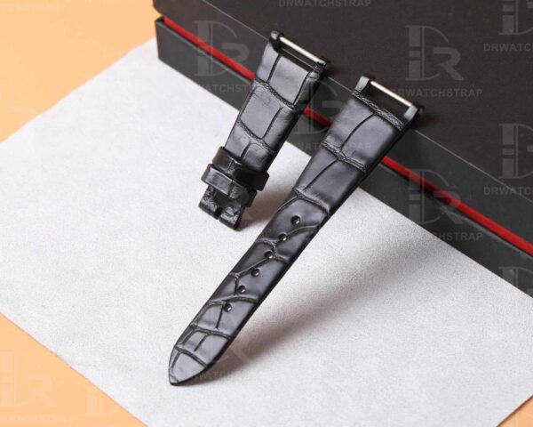 Custom handmade black alligator watchband for Patek Philippe Twenty-4 straps