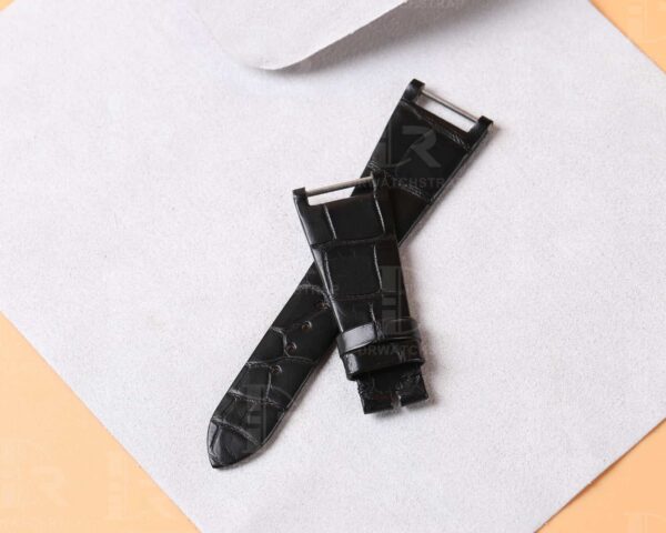 Custom handmade black alligator watchband for Patek Philippe Twenty-4 straps