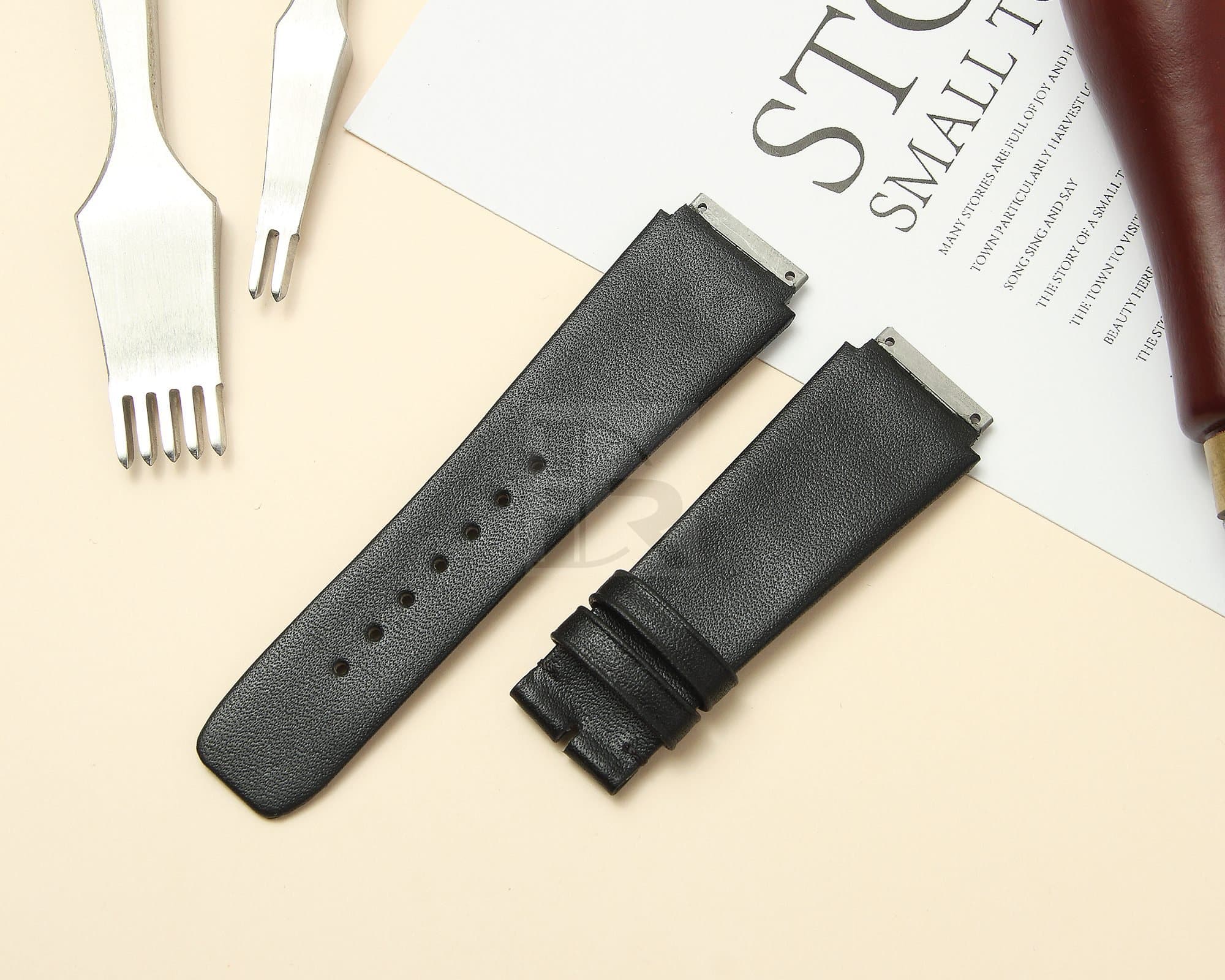 Black calfskin leather watchband custom strap for Richard Mille RM005 007 010 011 016 030 035 055 067