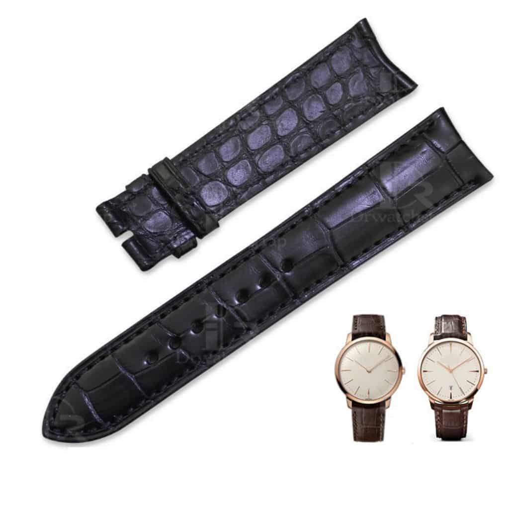 Custom Vacheron Constantin Melta 81180 Crocodile leather strap black brown alligator watch band