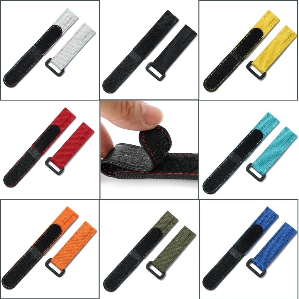 Replacement 20mm Velcro Nylon watch strap watchband white black yellow red blue orange green light blue