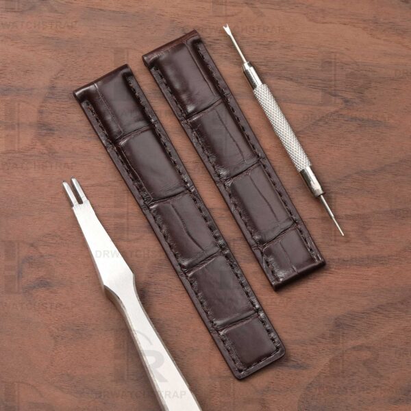 Buy Custom Dark Brown alligator leather watch band for Tag Heuer Monaco Carrera Heritage straps (2)