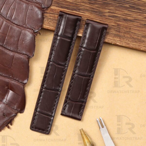 Buy Custom Dark Brown alligator leather watch band for Tag Heuer Monaco Carrera Heritage watchbands (1)