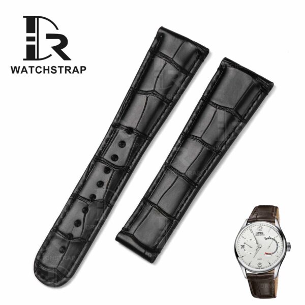 Buy Custom Oris Chet Black Alligator leather strap 20mm 21mm 22mm Handmade watch band (1)