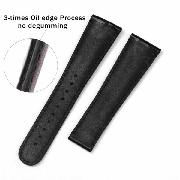 Buy Custom Oris Chet Black Alligator leather strap 20mm 21mm 22mm Handmade watch band (2)