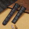 Buy Custom Oris Chet Black Alligator leather strap 20mm 21mm 22mm Handmade watch strap