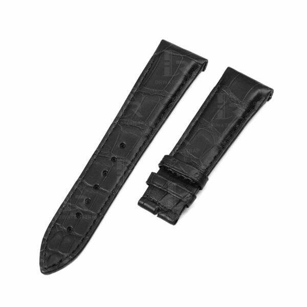 Buy custom Jaeger Lecoultre Reverso Black leather watchbands 22mm handmade for sale strap