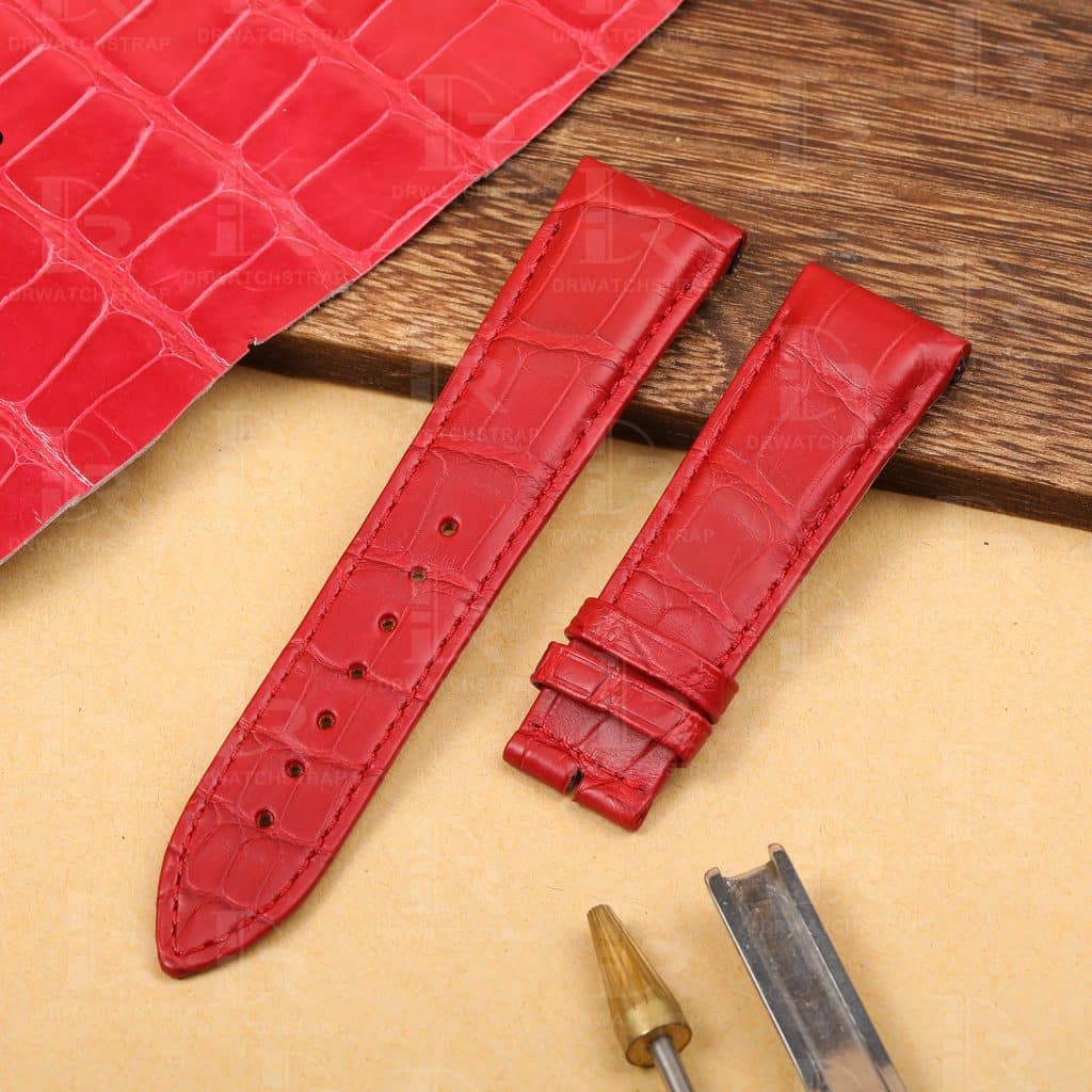 Buy custom Jaeger Lecoultre Reverso Red leather watchbands 22mm handmade for sale (2)