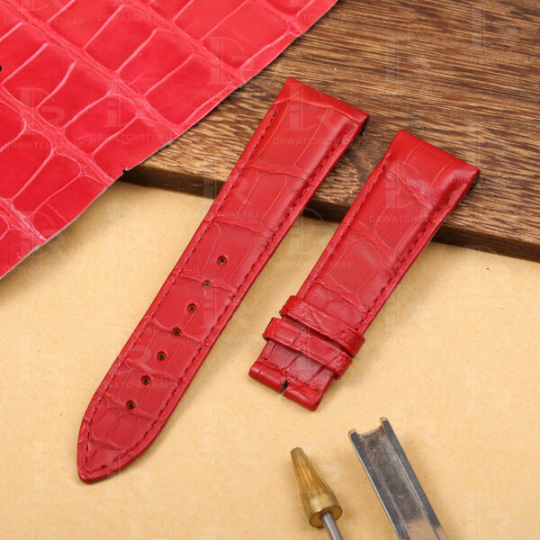 Buy custom Jaeger Lecoultre Reverso Red leather watchbands 22mm handmade for sale (2)