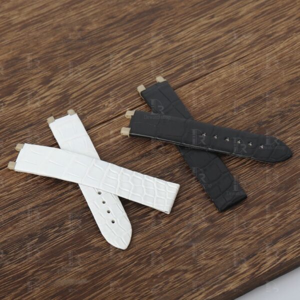Buy replacement white black alligator Omega leather strap replacement fit for Omega De Ville Ladymatic women's men's watch Omega watch leather strap
