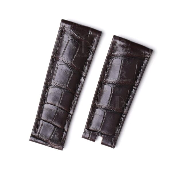 Best high-end quality alligator brown Rolex leather watch straps and watch bands replacement for Rolex Submariner & Sky-Dweller luxury watches - Aftermarket watch band online for sale at a low price 20mm 21mm 22mm lug size