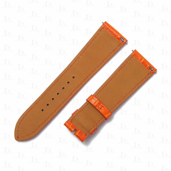 Custom alligator leather watch band for Hermes Cape Cod Heure H orange sport strap