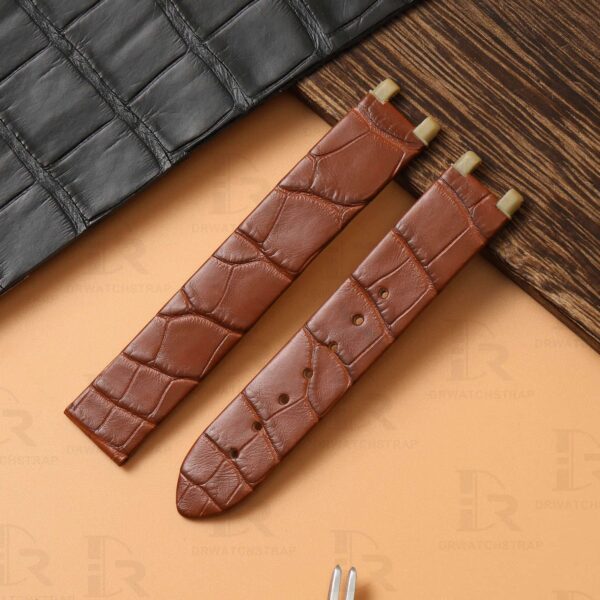 Genuine alligator leather watch band for Omega De Ville Ladymatic