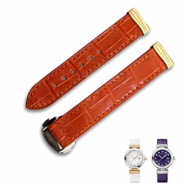 Handcrafted leather watch band strap for Omega de ville ladimatic purple replacement bands