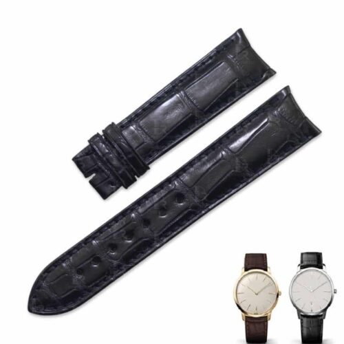Handmade alligator watchbands for Vacheron Constantin Traditionnelle 81180 85180 black leather strap - Customized