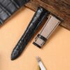 Custom replacement black alligator crocodile Breguet leather strap and watch band for Breguet Tradition 5707 7787