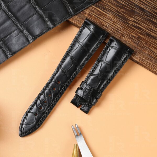 Custom replacement black alligator crocodile Breguet leather strap and watch band for Breguet Tradition 5707 7787