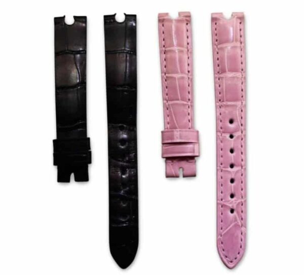 Replacement Belly-Scale alligator strap for Chopard Happy Diamonds Cartier Baignoire ladies pink black watch band