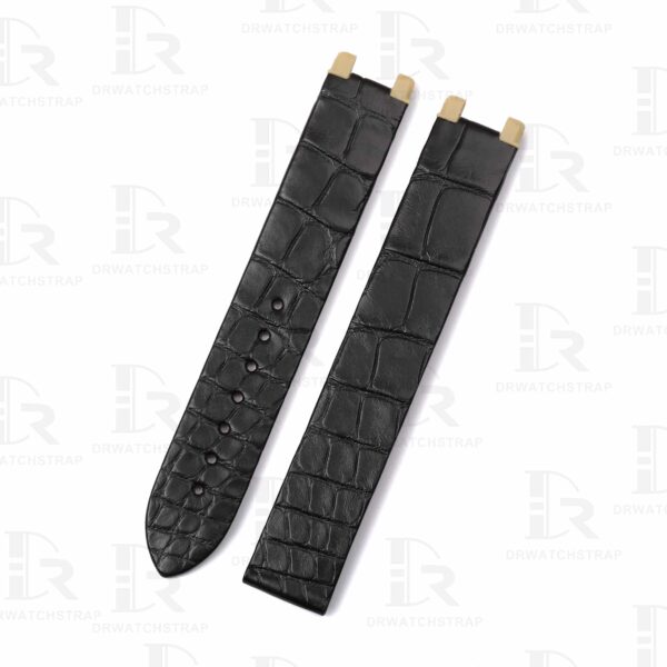 Replacement Omega Deville Ladymatic Alligator leather watch strap Black alligator 16mm custom watchband