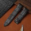 Replacement alligator watch band for Jaeger-Lecoultre Reverso black leather strap (3)