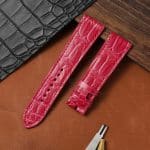 Buy custom Alligator crocodile red watch band19mm 20mm 23mm16mm14mm replacement Hermes leather watch strap for Heure H Cape Cod
