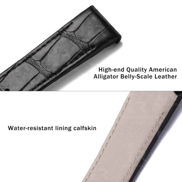 buy custom Replacement alligator watchband for Jaeger-Lecoultre Reverso black leather straps (2)