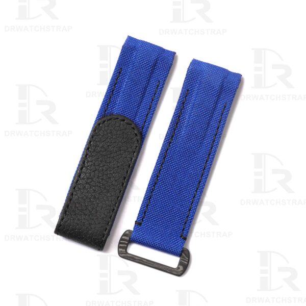 Custom Blue velcro watch band for Rolex DIW Daytona curved end 2 pin spring holes