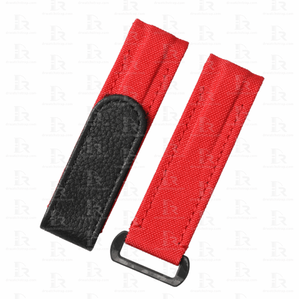 Custom Red velcro watch band for Rolex DIW Daytona curved end 2 pin spring holes